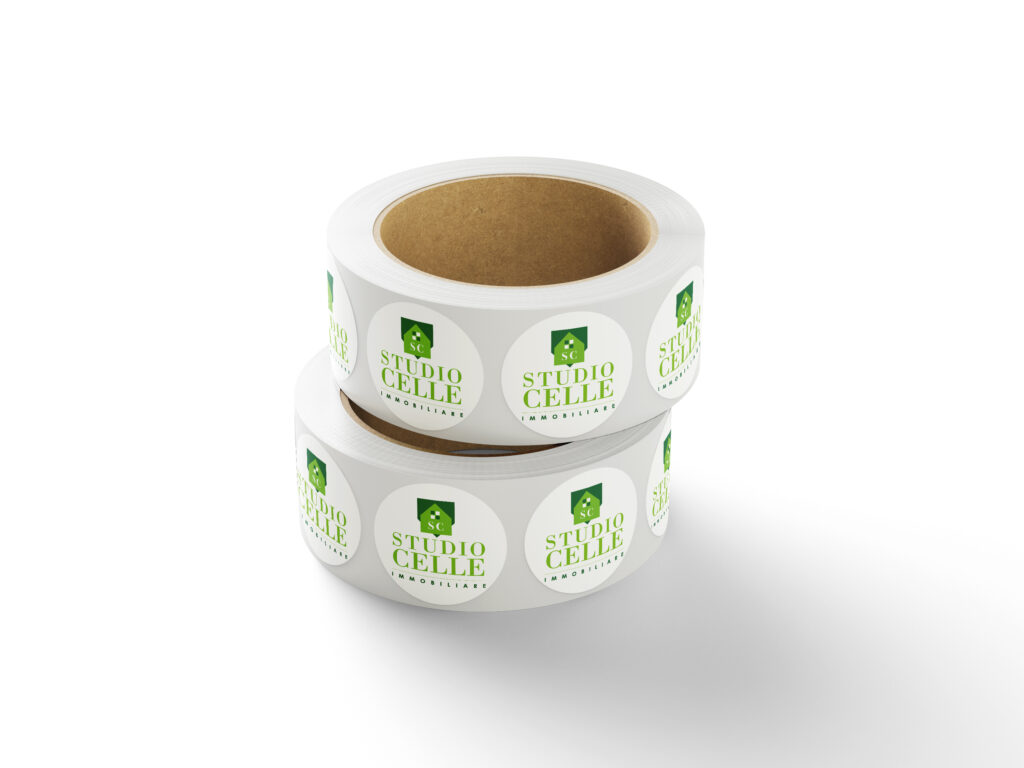 Free Round Roll Sticker Mockup 4